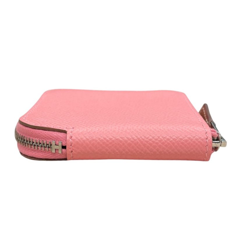 HERMES 愛馬仕 SILK IN 絲巾零錢包 EPSOM 普皮 粉色 銀釦-4
