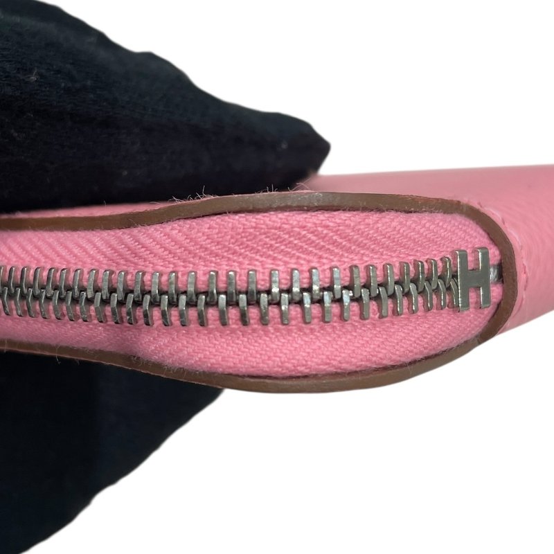 HERMES 愛馬仕 SILK IN 絲巾零錢包 EPSOM 普皮 粉色 銀釦-6