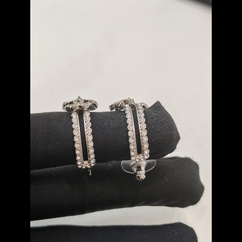 Chanel 23B 滿鑽蝴蝶結雙C耳環-4