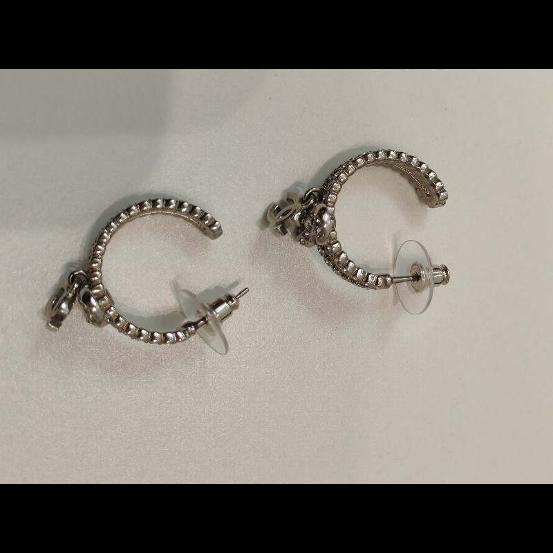 Chanel 23B 滿鑽蝴蝶結雙C耳環-6