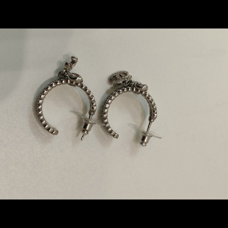 Chanel 23B 滿鑽蝴蝶結雙C耳環-7