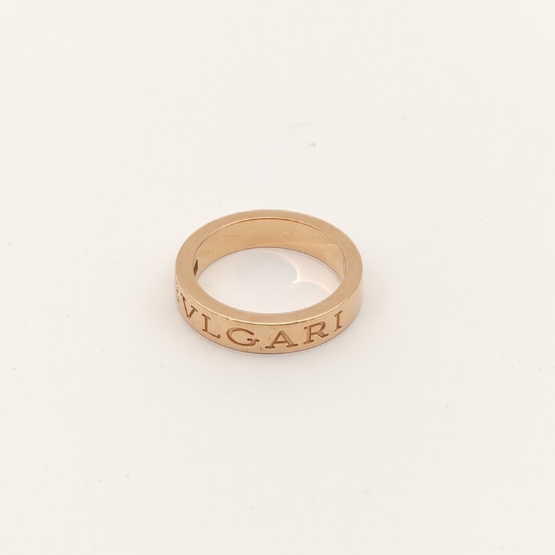 BVLGARI BVLGARI系列字母單鑽18K戒指18K玫瑰金/鑽石50-2