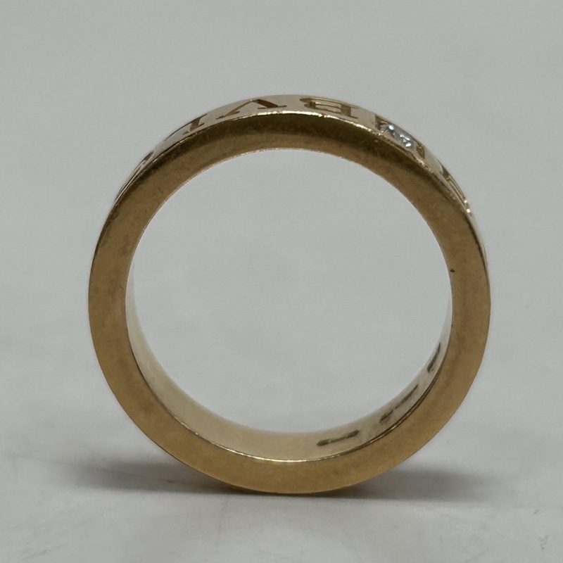 BVLGARI BVLGARI系列字母單鑽18K戒指18K玫瑰金/鑽石50-4