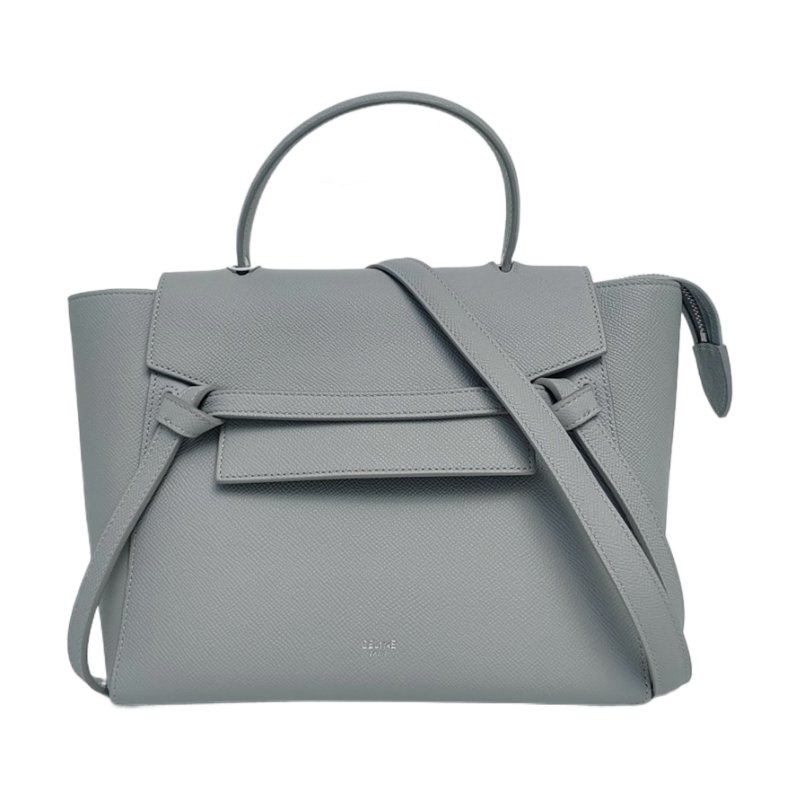 CELINE BELT Micro淺藍色牛皮鯰魚包單肩包斜挎包銀色五金可拆卸肩帶-0