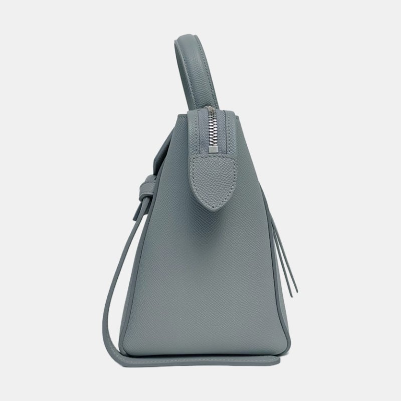 CELINE BELT Micro淺藍色牛皮鯰魚包單肩包斜挎包銀色五金可拆卸肩帶-2