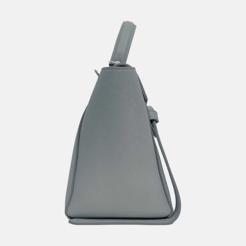 CELINE BELT Micro淺藍色牛皮鯰魚包單肩包斜挎包銀色五金可拆卸肩帶-3