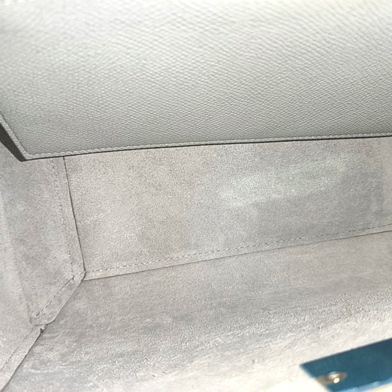 CELINE BELT Micro淺藍色牛皮鯰魚包單肩包斜挎包銀色五金可拆卸肩帶-9