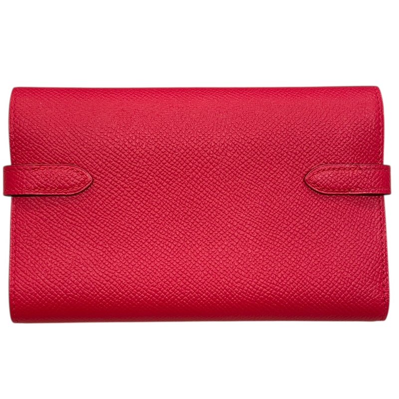 HERMES 愛馬仕 KELLY DEPLIANT 三折中夾 EPSOM 普皮 桃紅色 銀釦-1