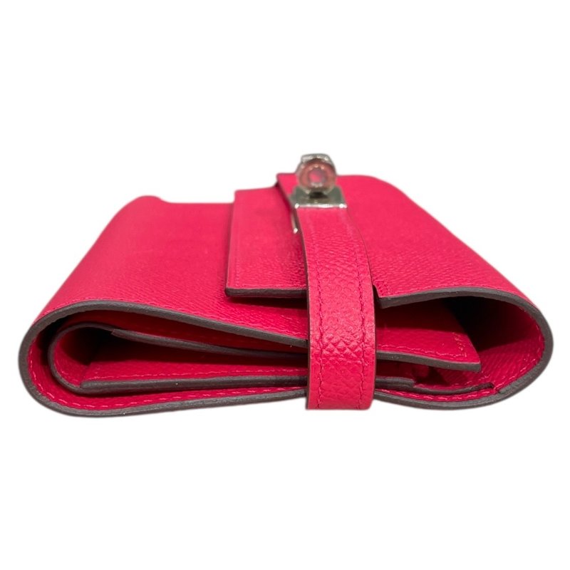 HERMES 愛馬仕 KELLY DEPLIANT 三折中夾 EPSOM 普皮 桃紅色 銀釦-3