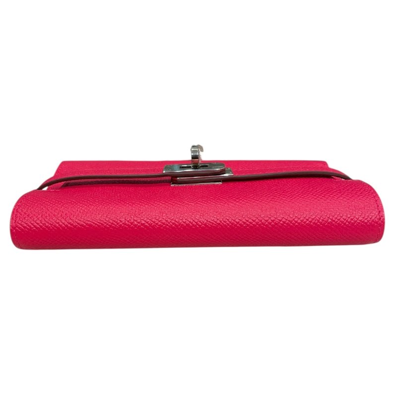 HERMES 愛馬仕 KELLY DEPLIANT 三折中夾 EPSOM 普皮 桃紅色 銀釦-5