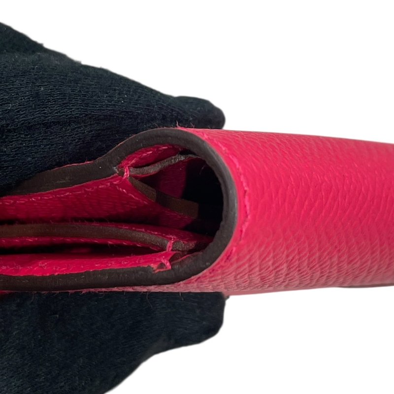 HERMES 愛馬仕 KELLY DEPLIANT 三折中夾 EPSOM 普皮 桃紅色 銀釦-6