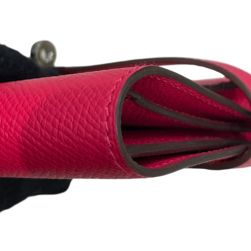 HERMES 愛馬仕 KELLY DEPLIANT 三折中夾 EPSOM 普皮 桃紅色 銀釦-7