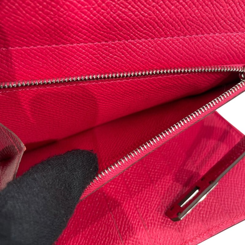 HERMES 愛馬仕 KELLY DEPLIANT 三折中夾 EPSOM 普皮 桃紅色 銀釦-13
