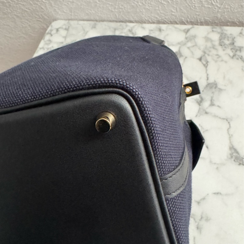 Hermes深藍帆布/黑皮革金釦picotin18  超好看✨-6