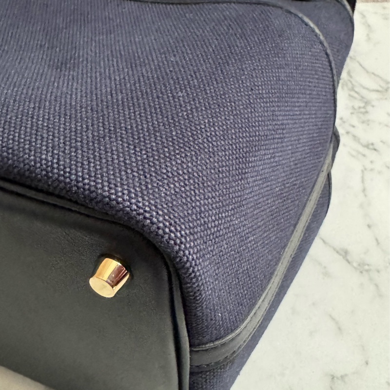 Hermes深藍帆布/黑皮革金釦picotin18  超好看✨-7