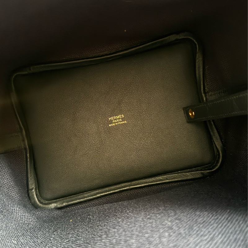 Hermes深藍帆布/黑皮革金釦picotin18  超好看✨-11