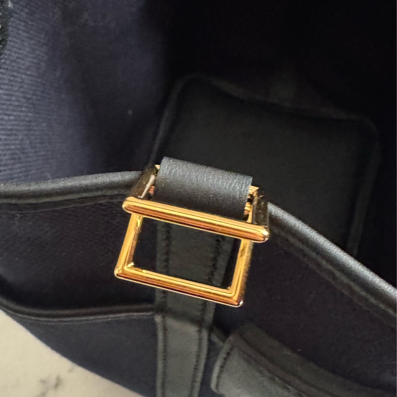 Hermes深藍帆布/黑皮革金釦picotin18  超好看✨-17