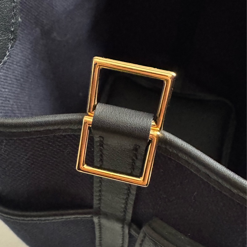 Hermes深藍帆布/黑皮革金釦picotin18  超好看✨-18