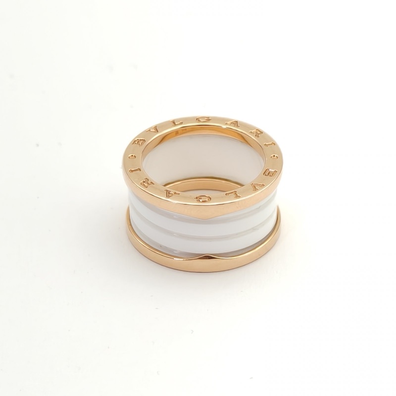 BVLGARI B.ZERO1彈簧戒指四圈18K玫瑰金/白陶瓷55-1