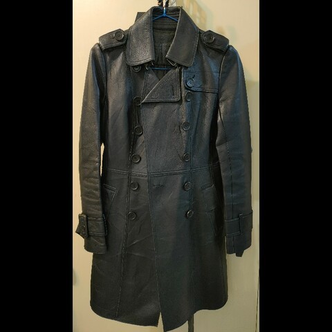 Burberry Black Label 真皮羊皮長版風衣外套｜36｜日本線停產款