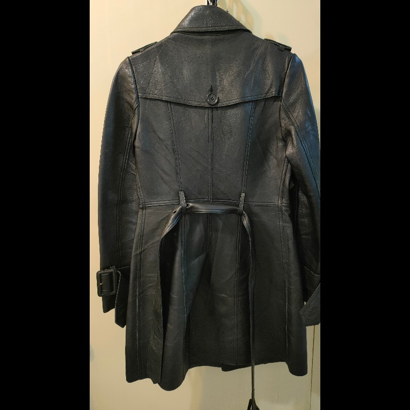 Burberry Black Label 真皮羊皮長版風衣外套｜36｜日本線停產款-11