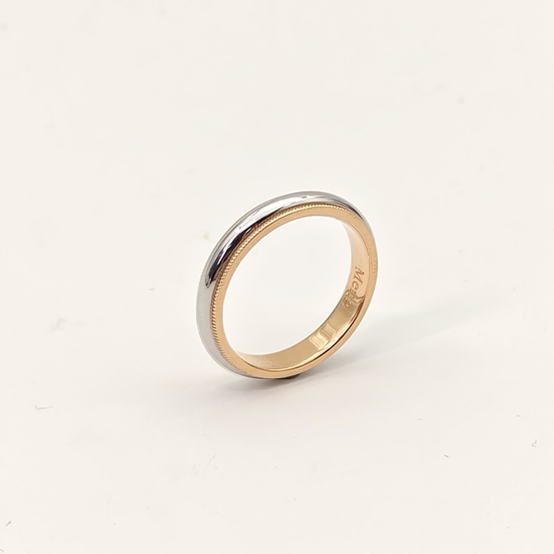 TIFFANY&CO together滾珠邊戒指18K玫瑰金pt950-1