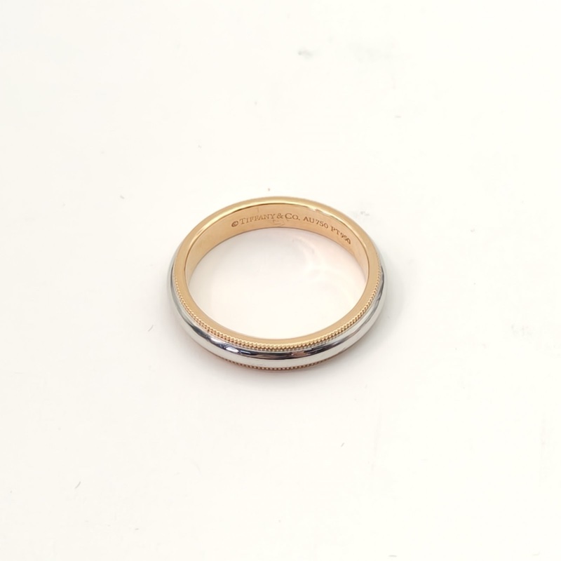 TIFFANY&CO together滾珠邊戒指18K玫瑰金pt950-2