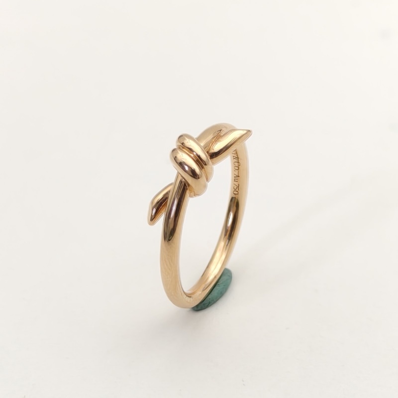 TIFFANY&CO 18K玫瑰金Knot系列雙打結式戒指-0