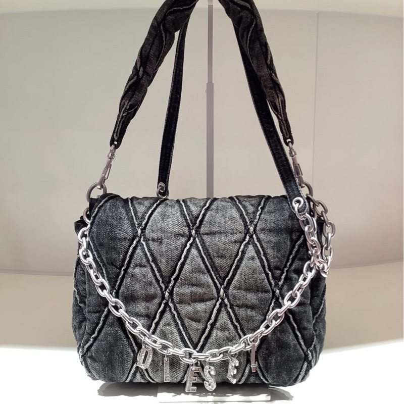 Diesel Charm-D單肩包 中號 黑色-1