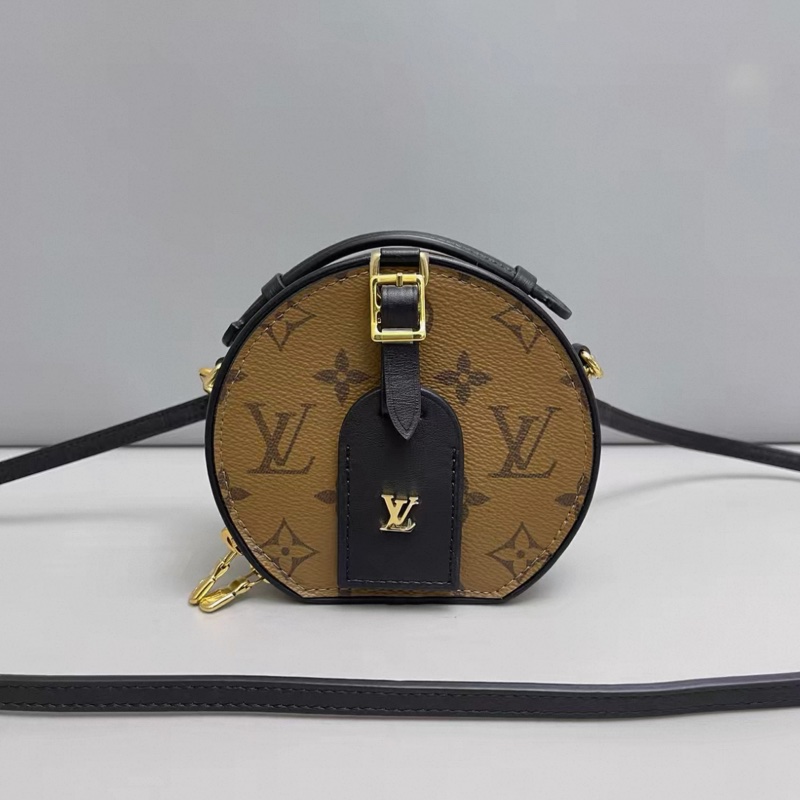 LV路易威登 老花焦糖色mini硬圓餅包 芯片款-0