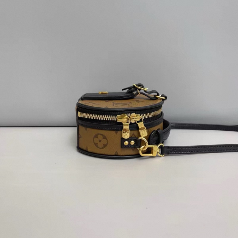 LV路易威登 老花焦糖色mini硬圓餅包 芯片款-3