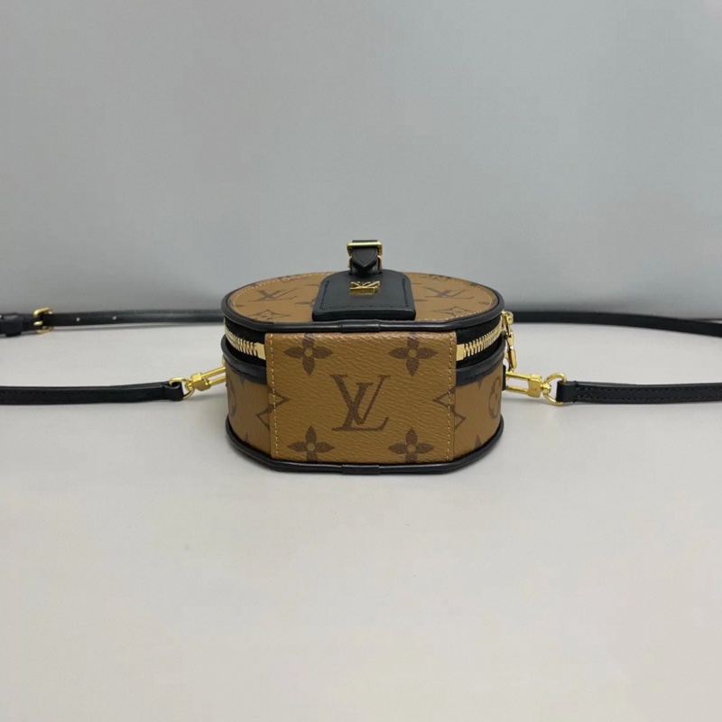 LV路易威登 老花焦糖色mini硬圓餅包 芯片款-4