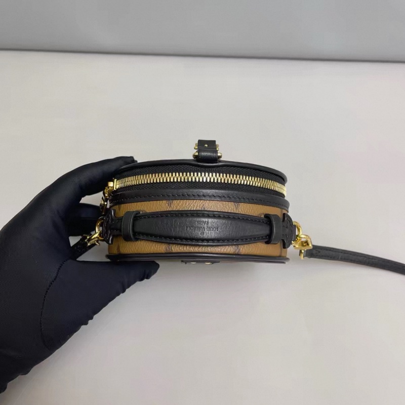 LV路易威登 老花焦糖色mini硬圓餅包 芯片款-5