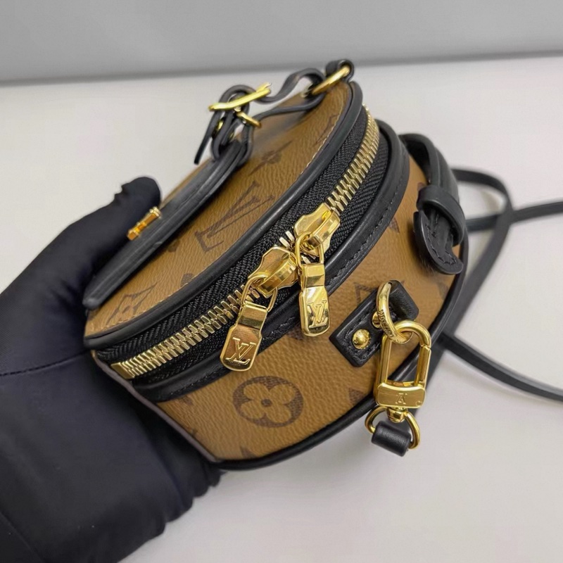 LV路易威登 老花焦糖色mini硬圓餅包 芯片款-6