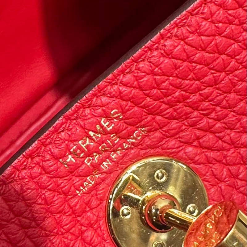 愛馬仕Mini Lindy19紅色金釦-12
