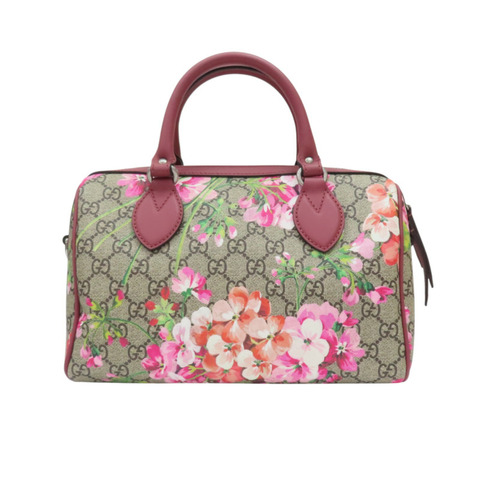 棕色帆布 紅色牛皮 花朵印花 GG Blooms 兩用包【GUCCI 古馳】 409529