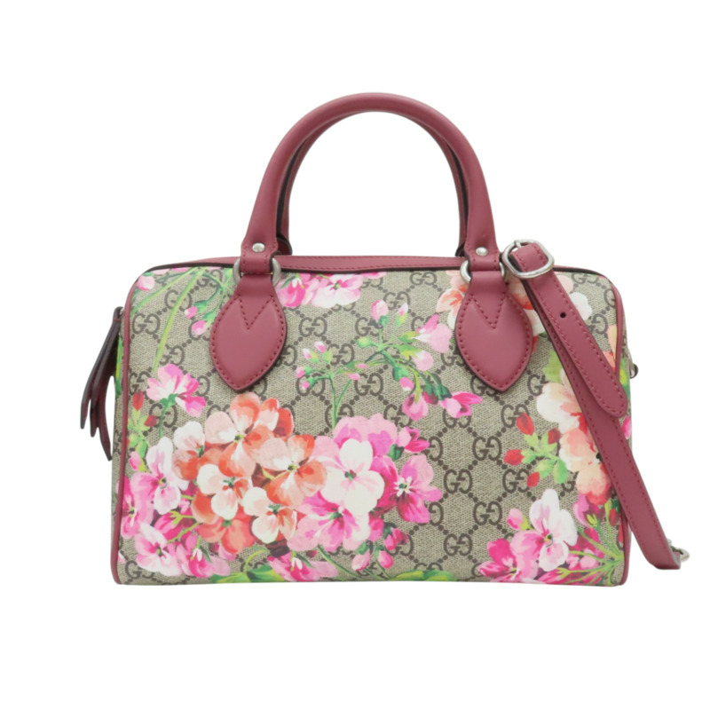 棕色帆布 紅色牛皮 花朵印花 GG Blooms 兩用包【GUCCI 古馳】 409529-1