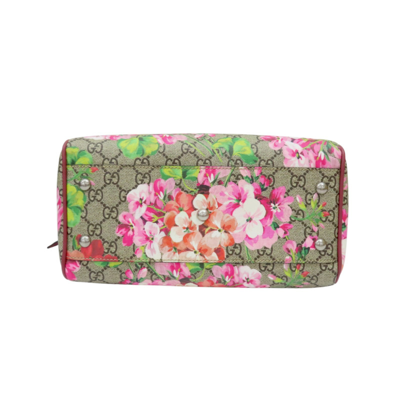 棕色帆布 紅色牛皮 花朵印花 GG Blooms 兩用包【GUCCI 古馳】 409529-3