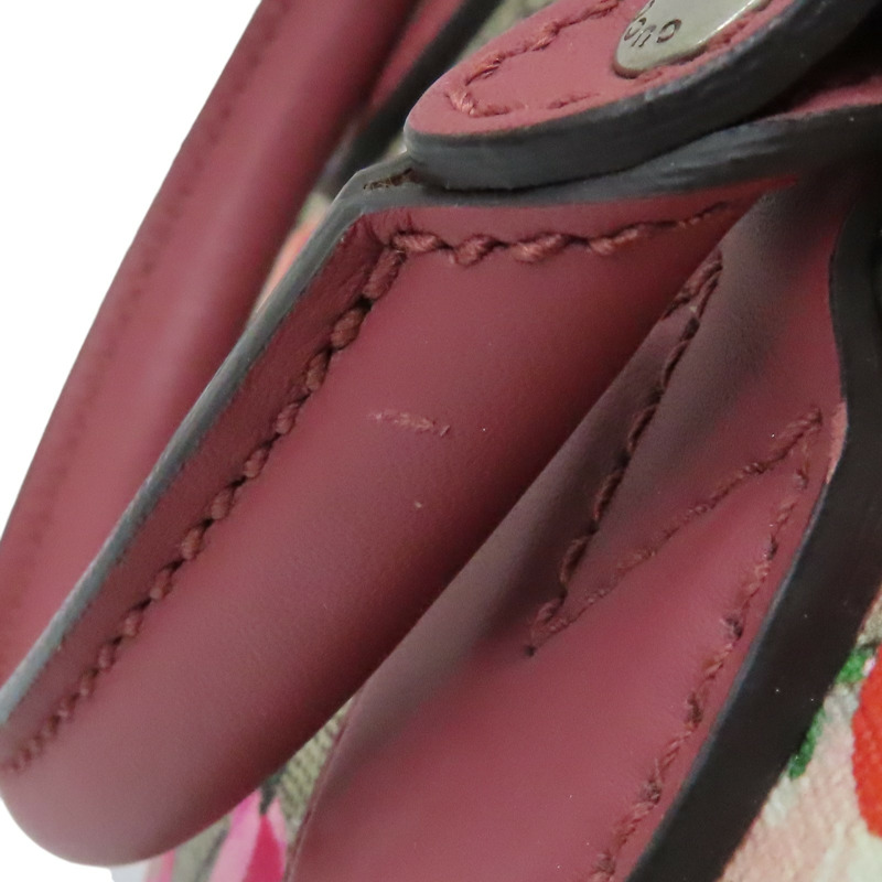 棕色帆布 紅色牛皮 花朵印花 GG Blooms 兩用包【GUCCI 古馳】 409529-15