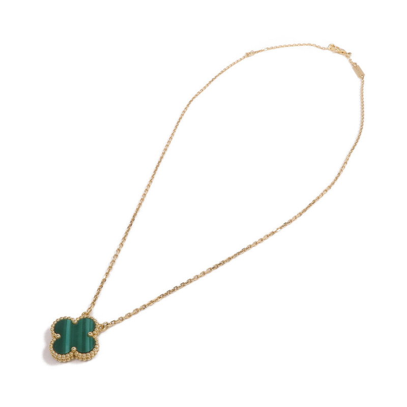 Van Cleef & Arpels 18K黃金Vintage Alhambra Pendant孔雀石手鏈-3