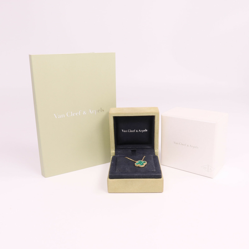 Van Cleef & Arpels 18K黃金Vintage Alhambra Pendant孔雀石手鏈-7
