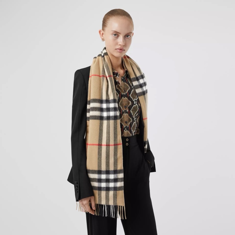 Burberry 男女同款 條紋格紋圍巾均碼碼167cm*27cm-1