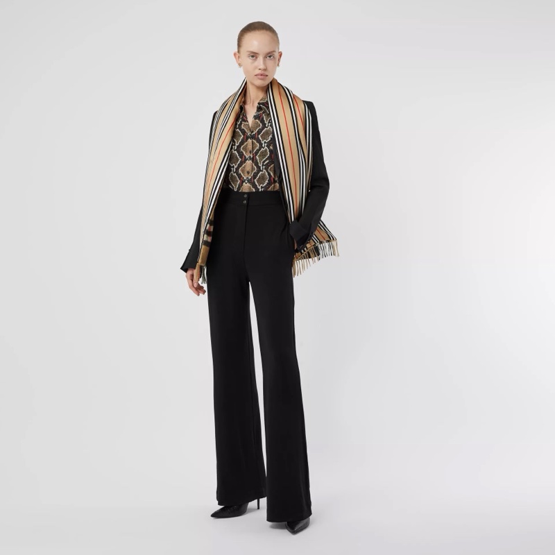 Burberry 男女同款 條紋格紋圍巾均碼碼167cm*27cm-2
