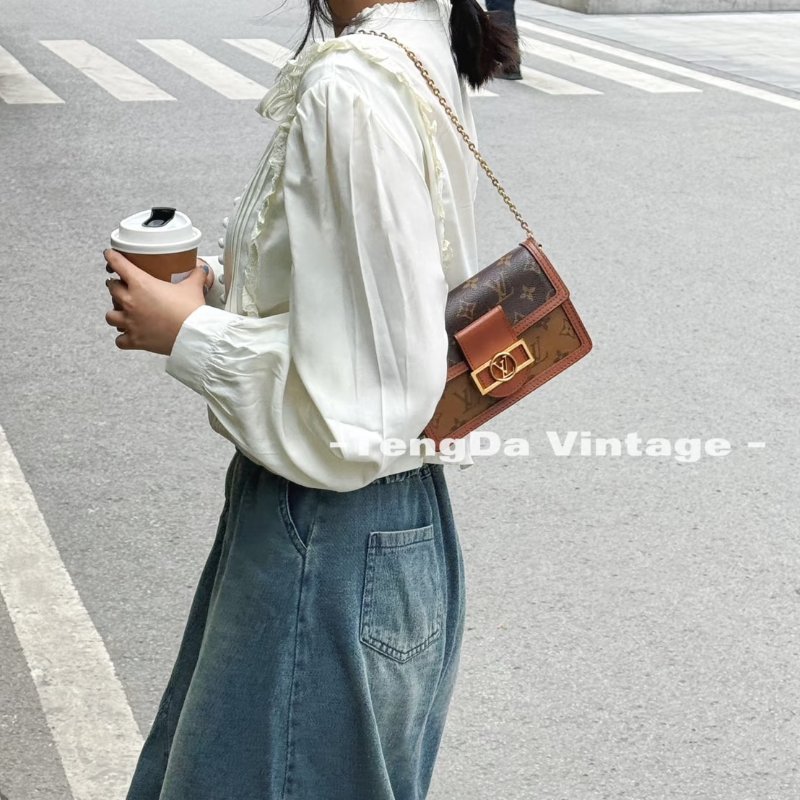 LV雙色原花達芙妮Dauphine鏈條woc M68746-0