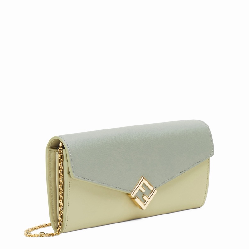 Fendi 女士 綠色皮革錢包均碼碼19cm*1cm*9cm-2