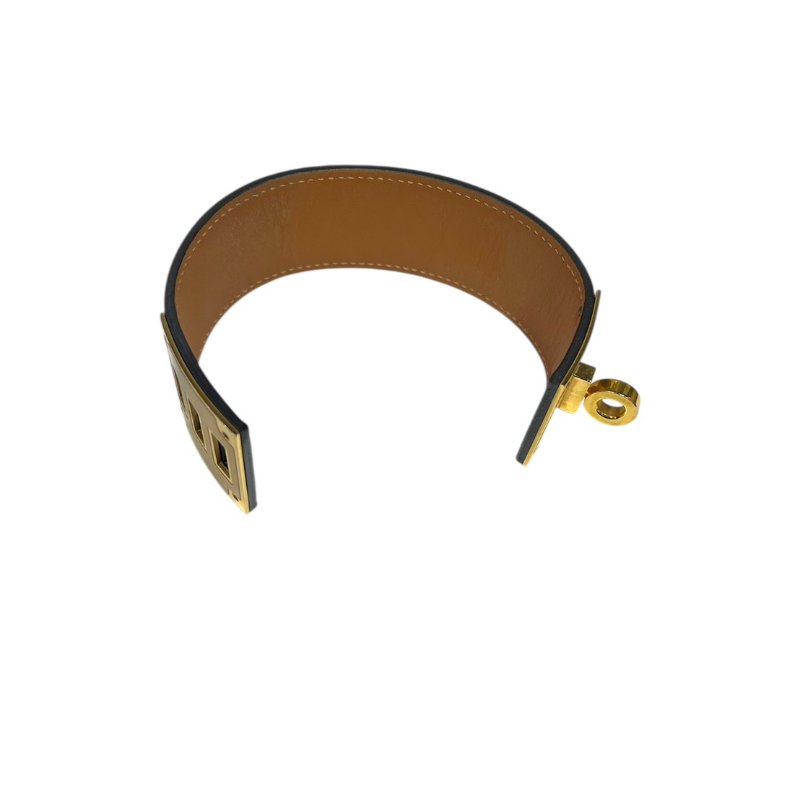 【美收精品】HERMES 黑色皮革手環 5-31-5