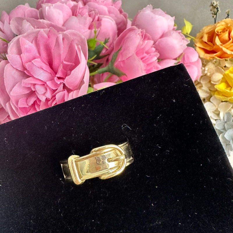 Hermes 中古 淡金色腰帶絲巾環-0