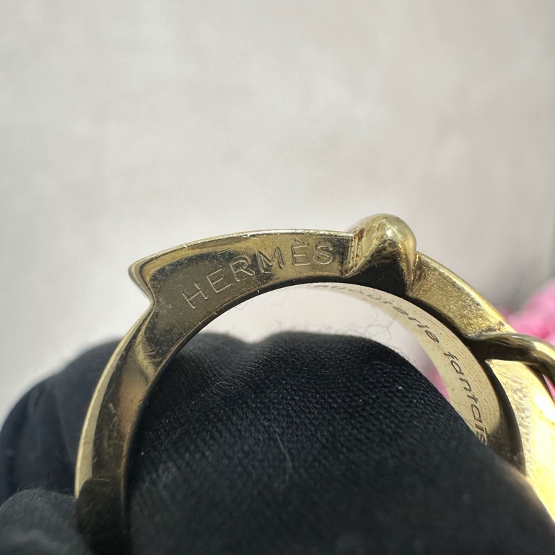 Hermes 中古 淡金色腰帶絲巾環-3