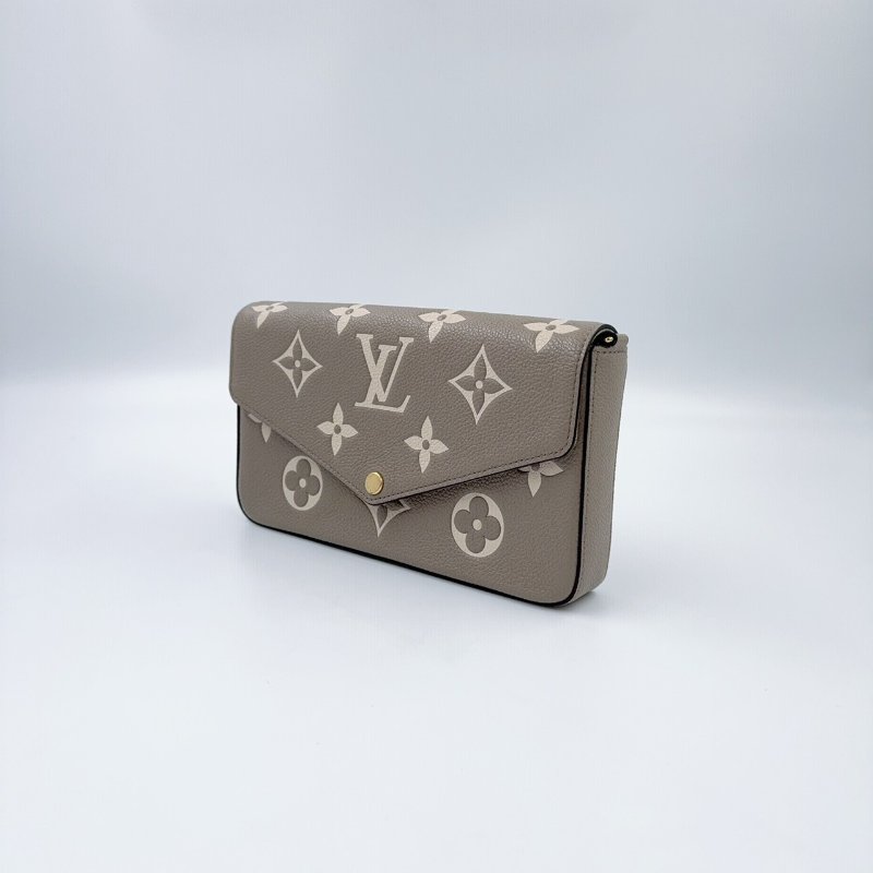 LV斑鳩灰牛皮金釦信封式下蓋三合一鏈包M69977-4