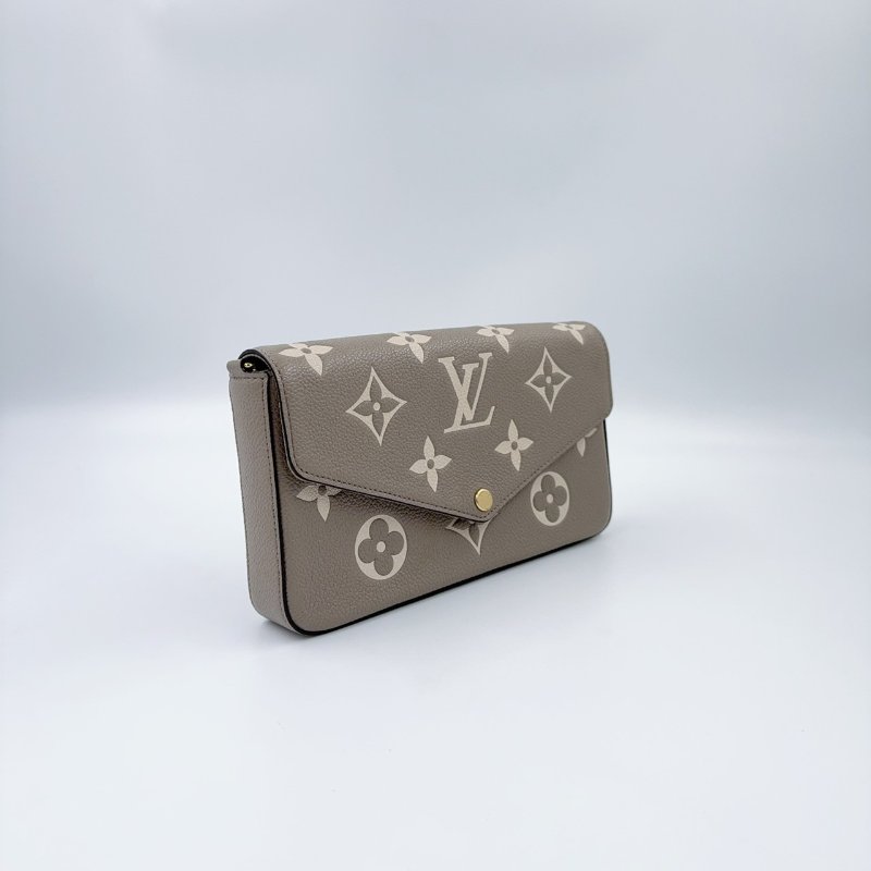 LV斑鳩灰牛皮金釦信封式下蓋三合一鏈包M69977-5